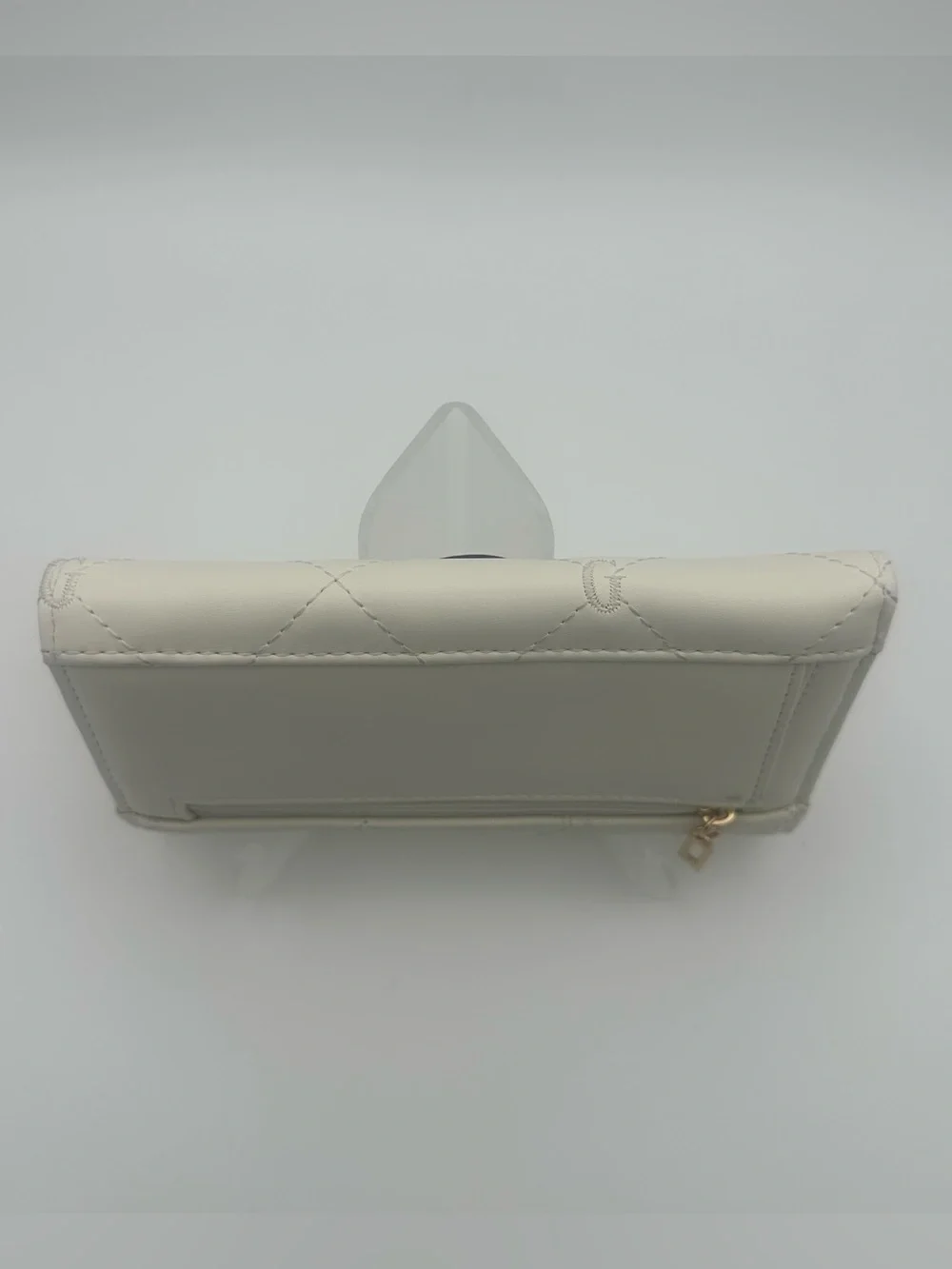 Guess Greenberry SLG Logo Slim Tri-Fold Clutch Wallet - White/Gold